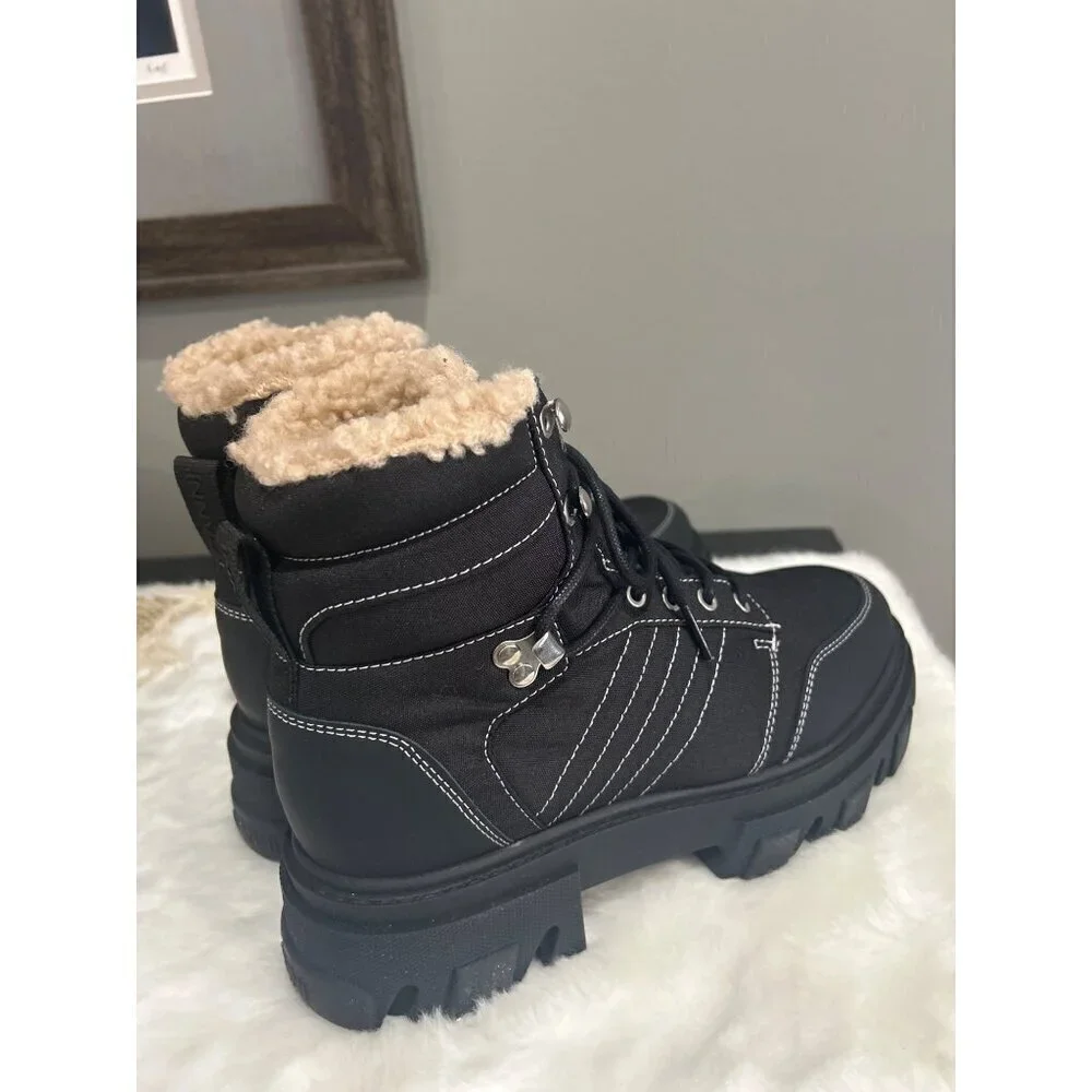 GANNI Lace Up Hiking Boots Black Womens Size 36